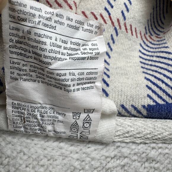 Champion Hoodie Mens Small Reverse Weave Gray Blue Plaid Pullover Comfy - Picture 6 of 9